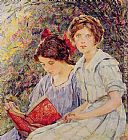Robert Reid Canvas Paintings - Two Girls Reading